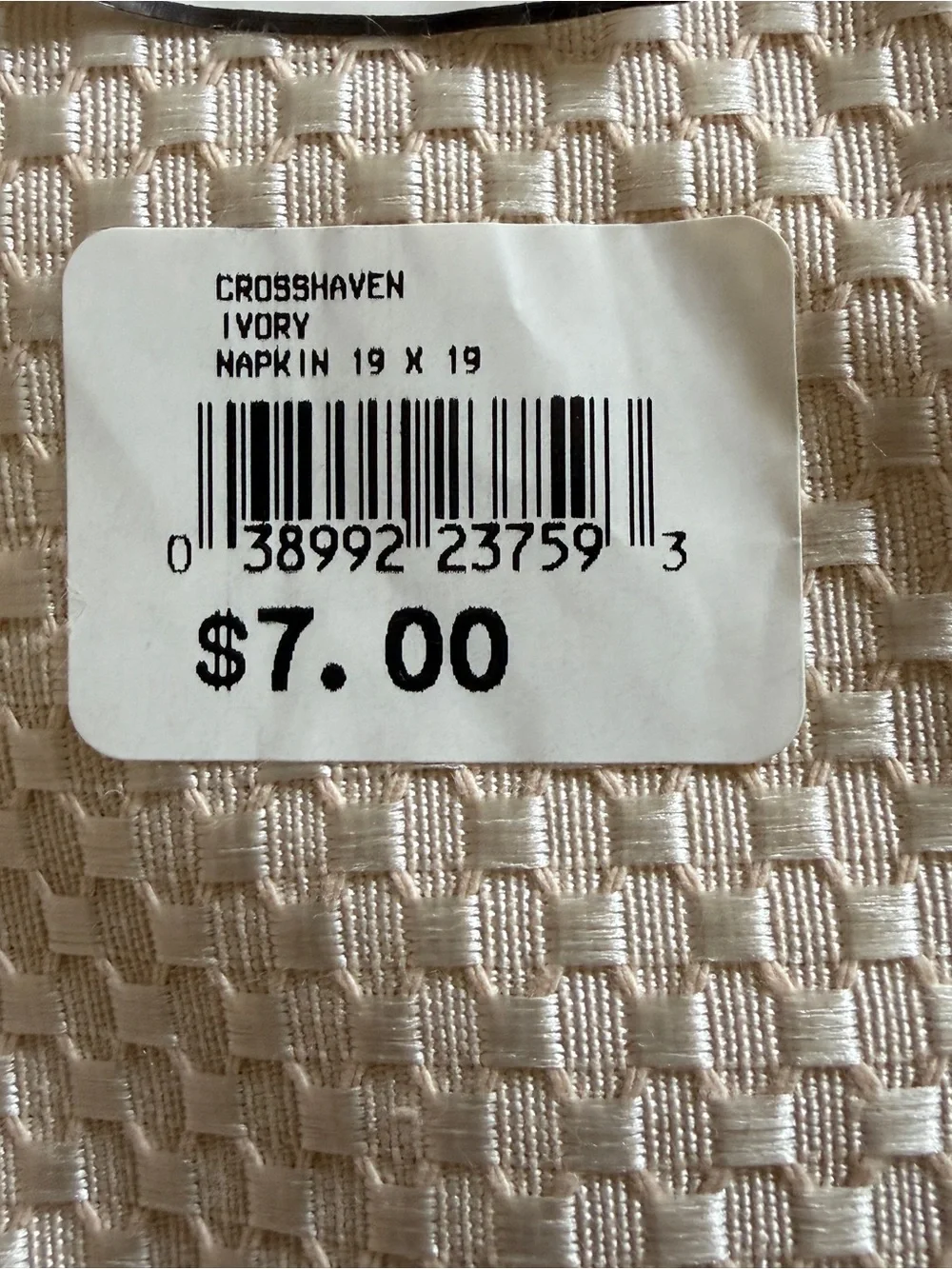 Waterford Crosshaven Ivory Table Linens-Set of 10 Napkins & Tablecloth